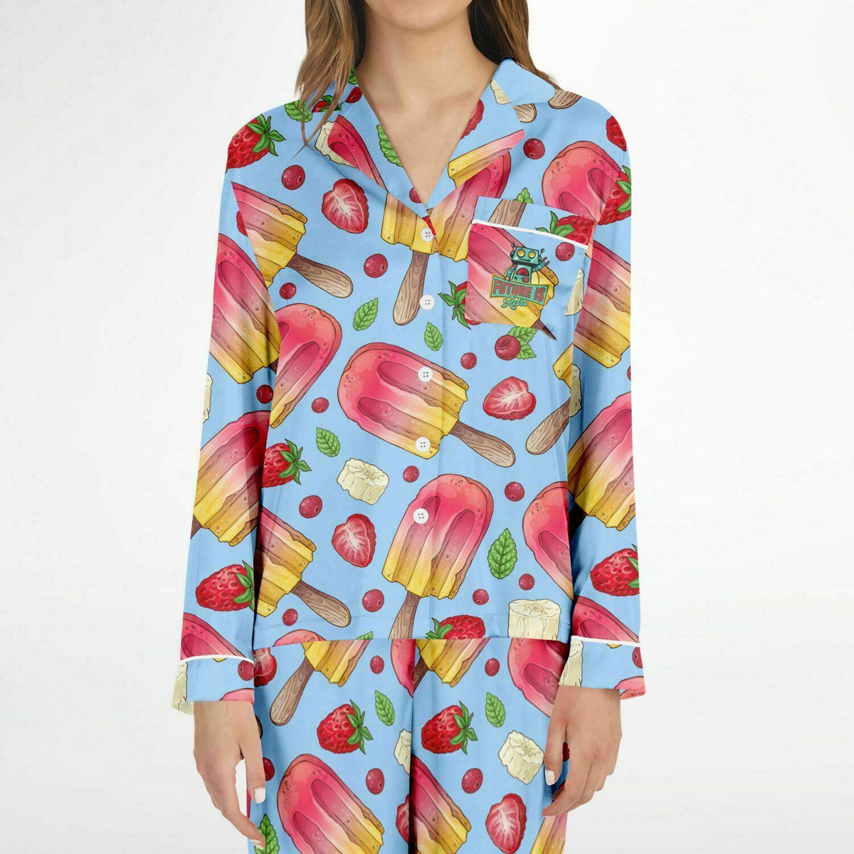 Raspberry IceCream Satin-Pyjama für Damen – AOP 