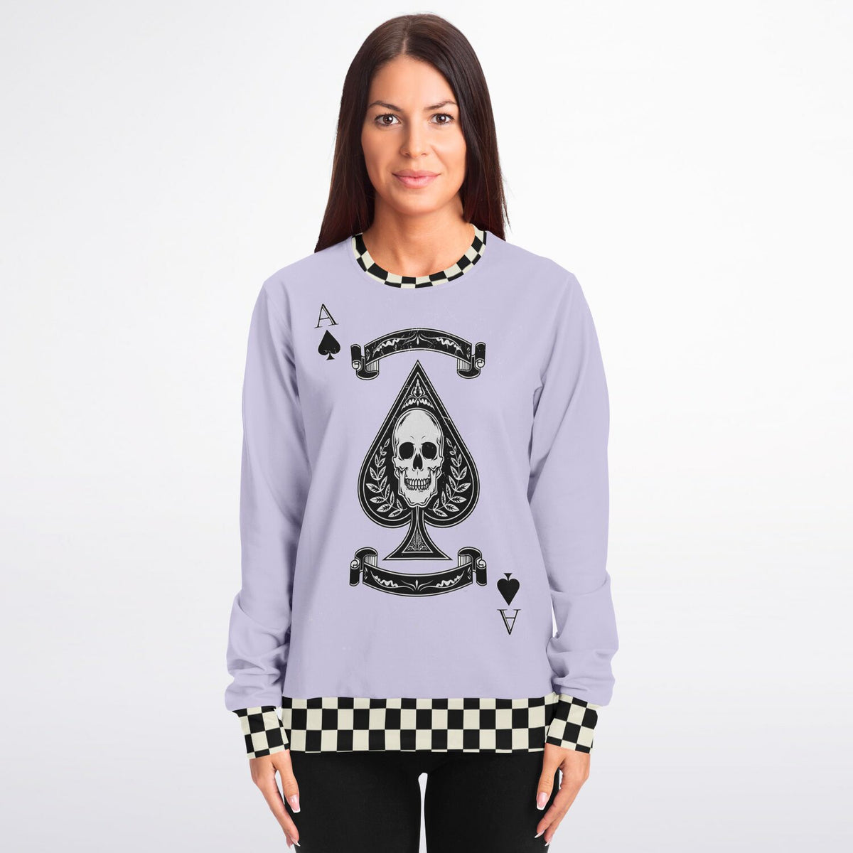 Punk Pastel Perfection: Harajuku-Inspired Ace of Spades Skull Sweatshirt