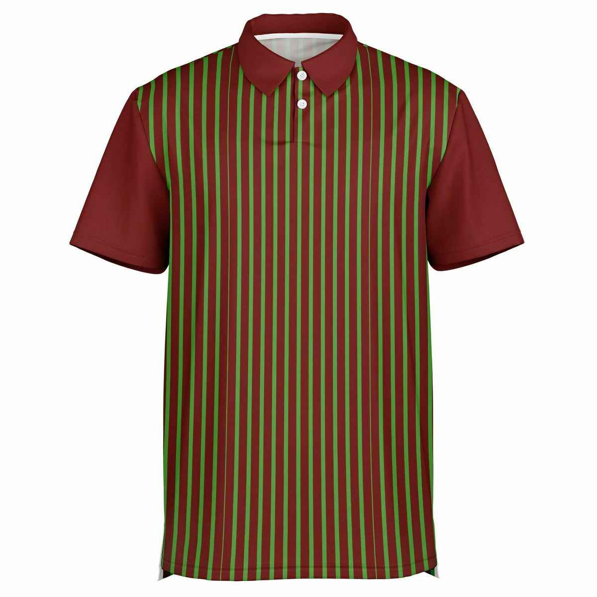 Performance Polo, Men&#39;s Claret &amp; Kelly Green Striped Polo Shirt, sweat wicking, golf polo