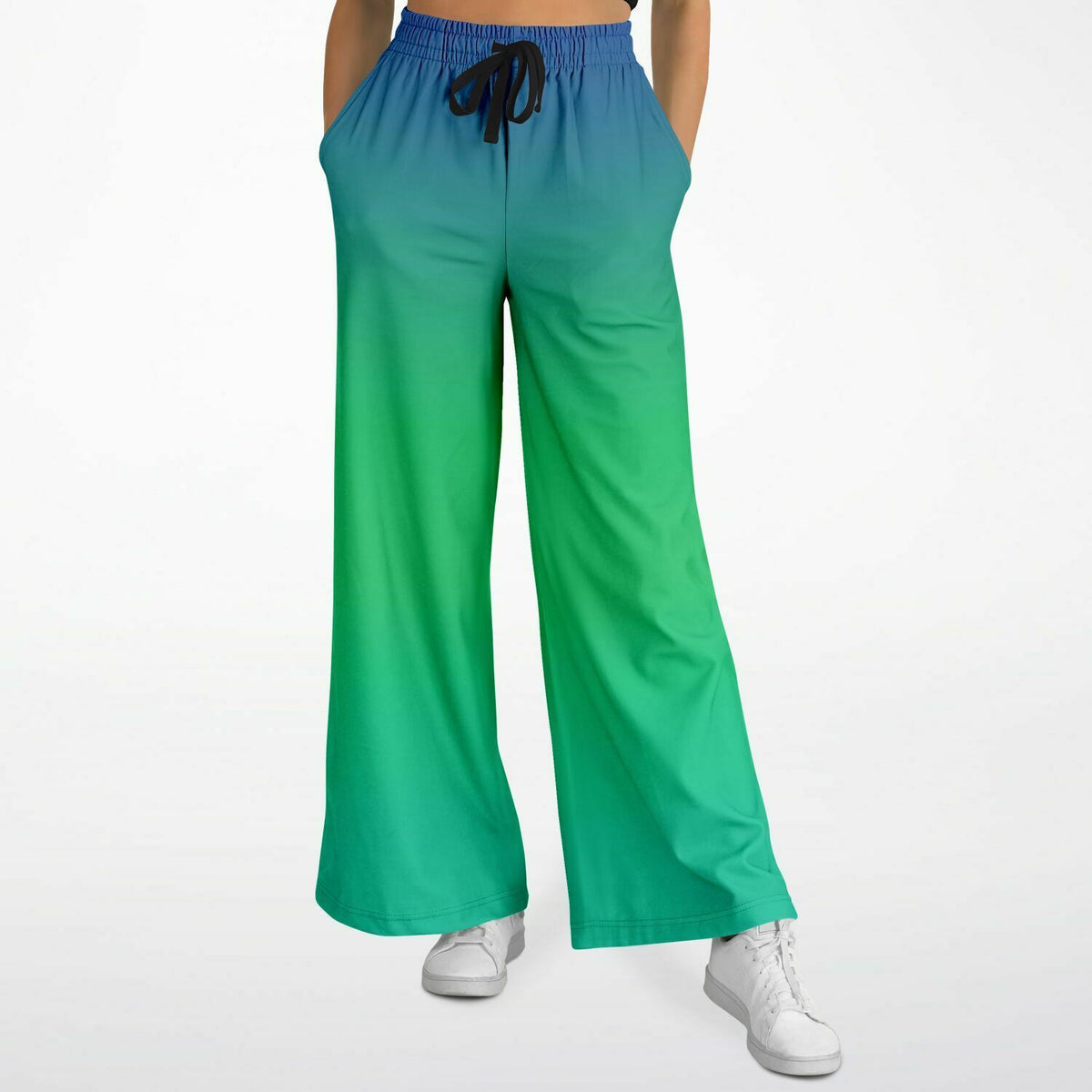 Blue green Ombre Athletic Flare Jogger Pants
