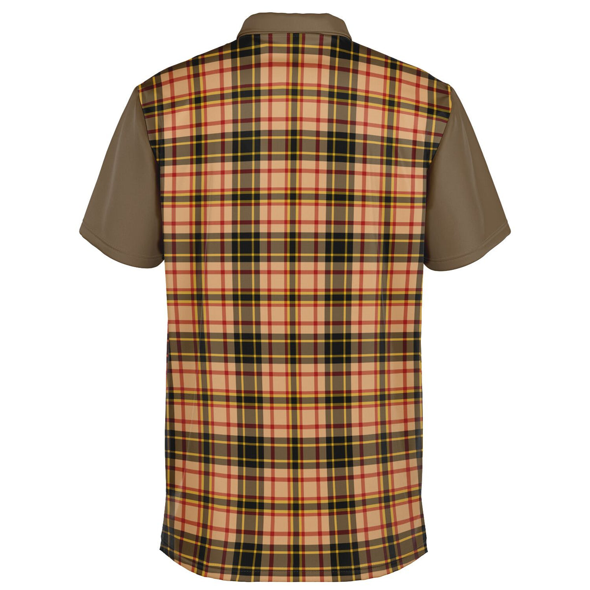 Performance Golf Polo with Sweat Wicking in Tan Plaid