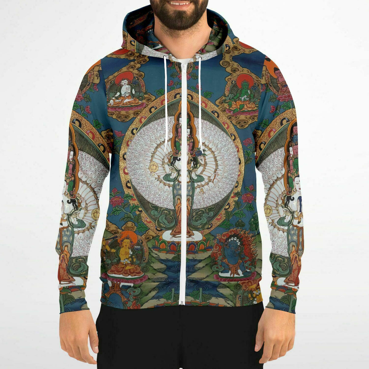 Zip Up Art Hoodie, Spiritual, Festival, Yoga, Meditation Zip Hoodie