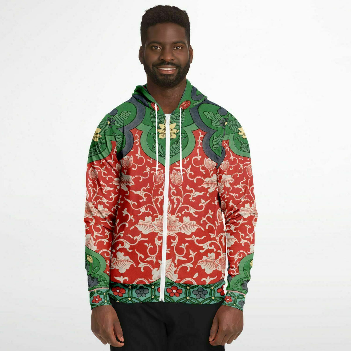 Art Nouveau Zip Hoodie With Vintage Artwork by Owen Jones