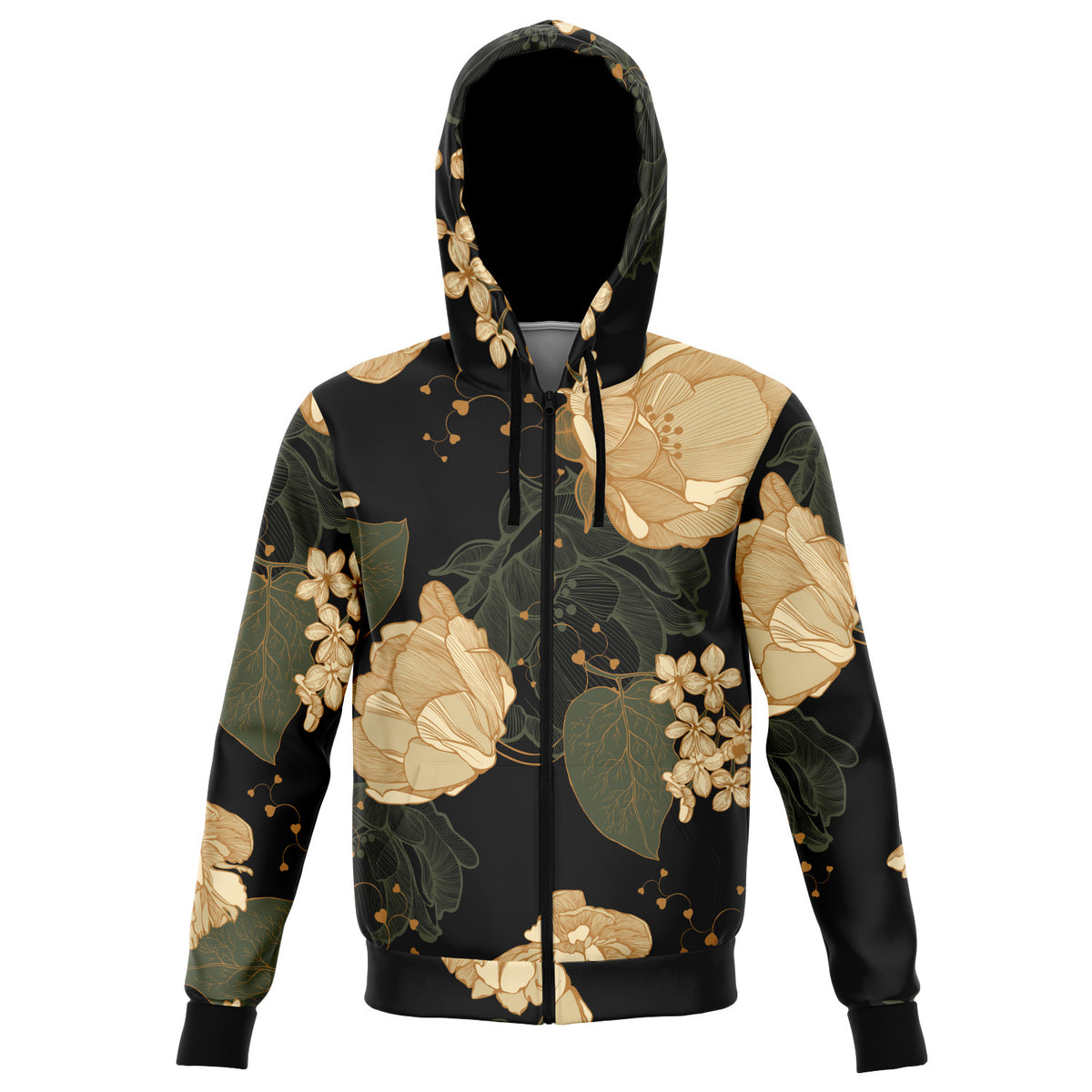 Art Nouveau Smoky Floral Zip Up Hoodie