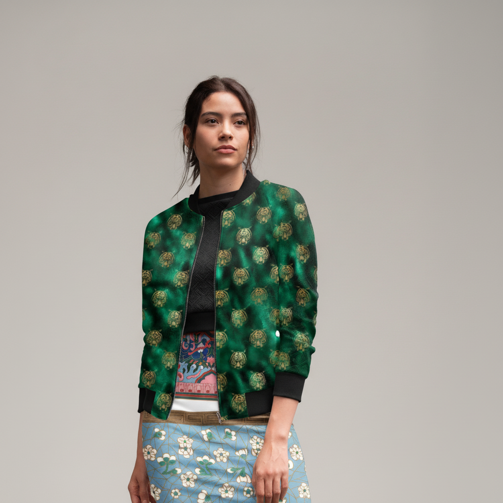 Gold and Emerald Tiger Bomber Jacket