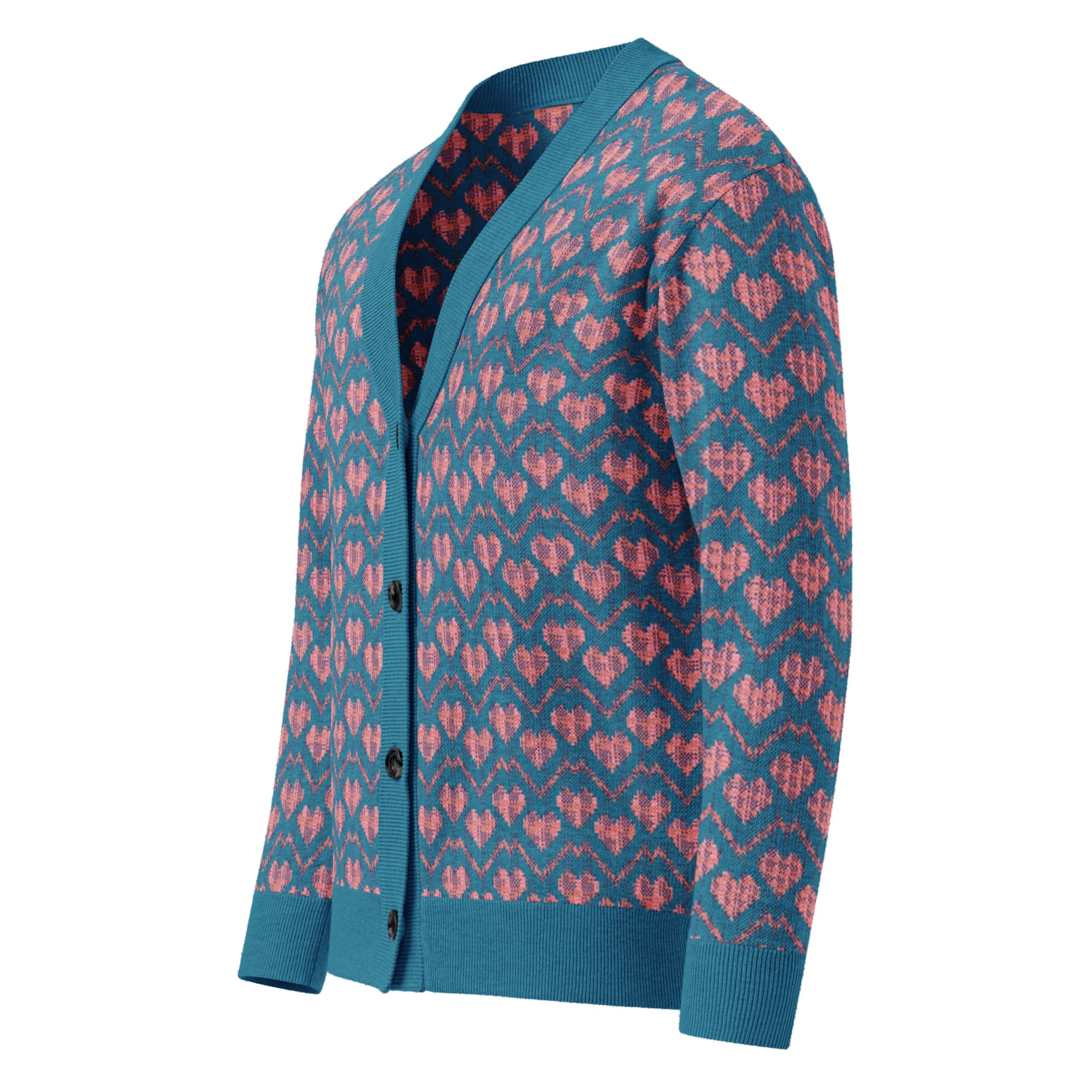 Y2K Heart Knit Cardigan – Retro 90s Style Unisex Button-Up