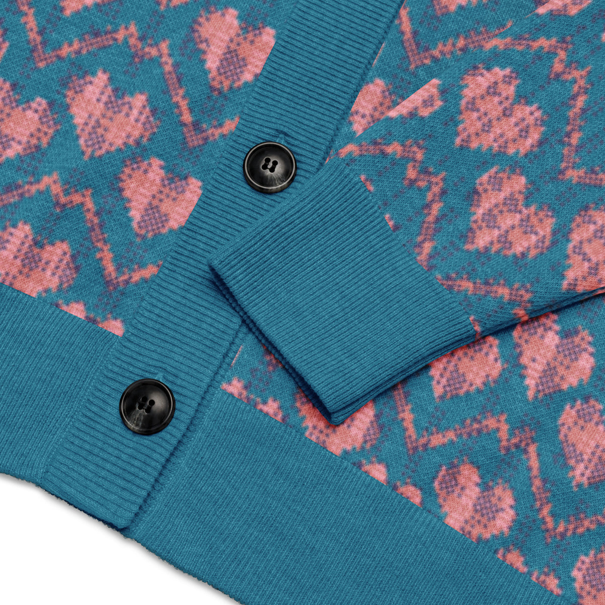 Y2K Heart Knit Cardigan – Retro 90s Style Unisex Button-Up