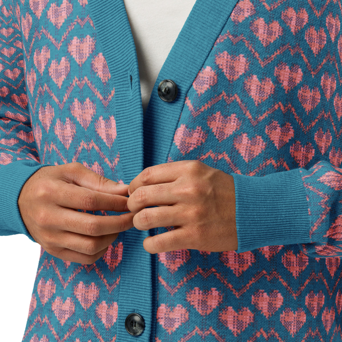 Y2K Heart Knit Cardigan – Retro 90s Style Unisex Button-Up