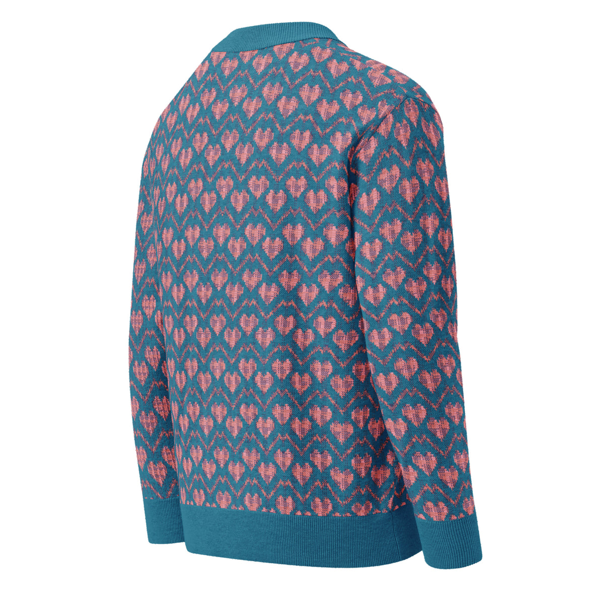 Y2K Heart Knit Cardigan – Retro 90s Style Unisex Button-Up