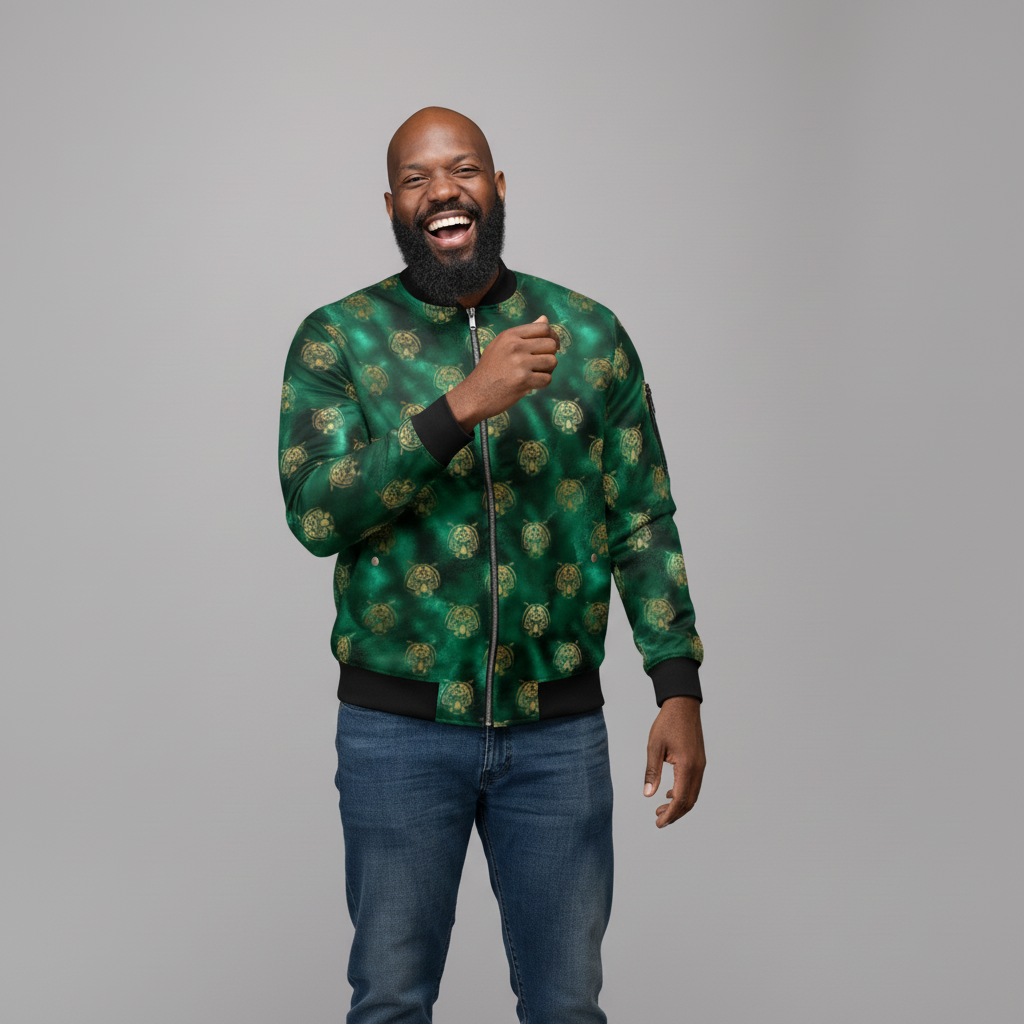 Gold and Emerald Tiger Bomber Jacket