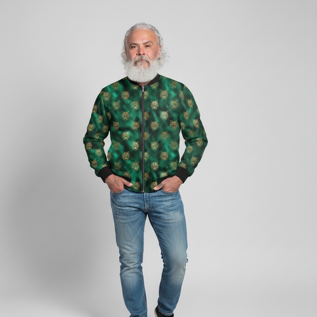 Gold and Emerald Tiger Bomber Jacket