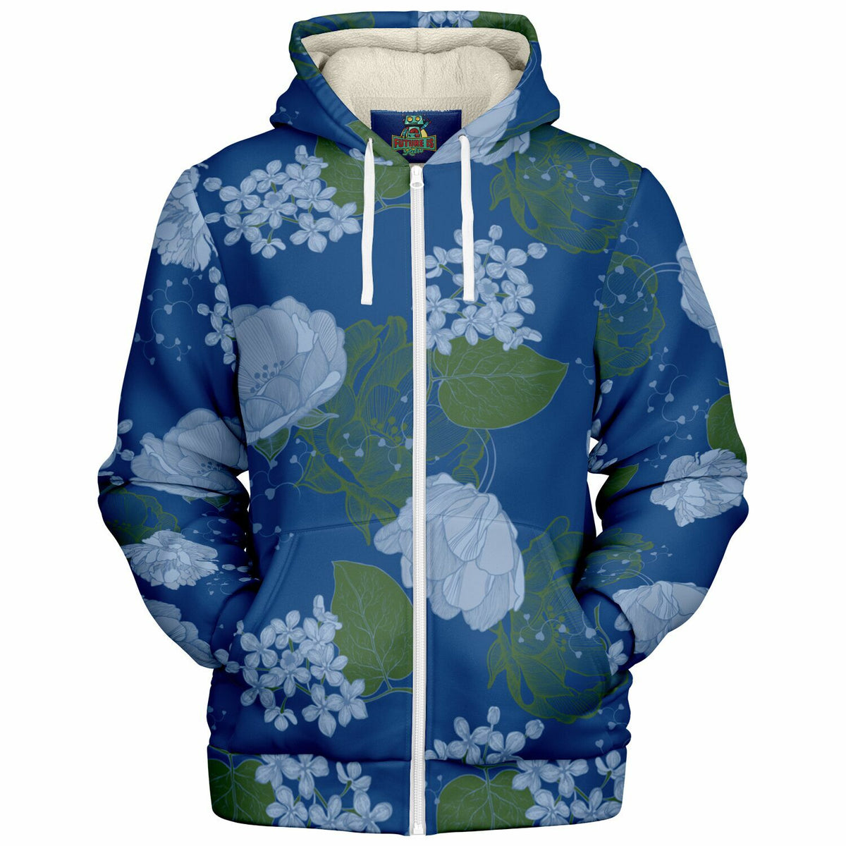 microfleece floral zip up hoodie