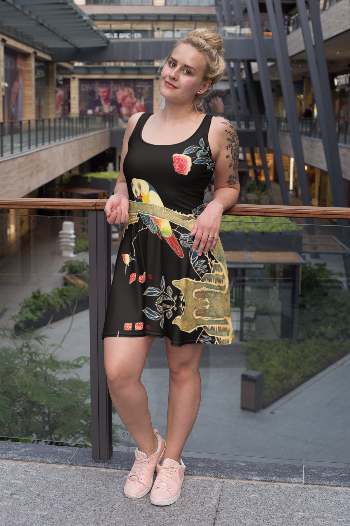 Japanese Art Print Skater Dress