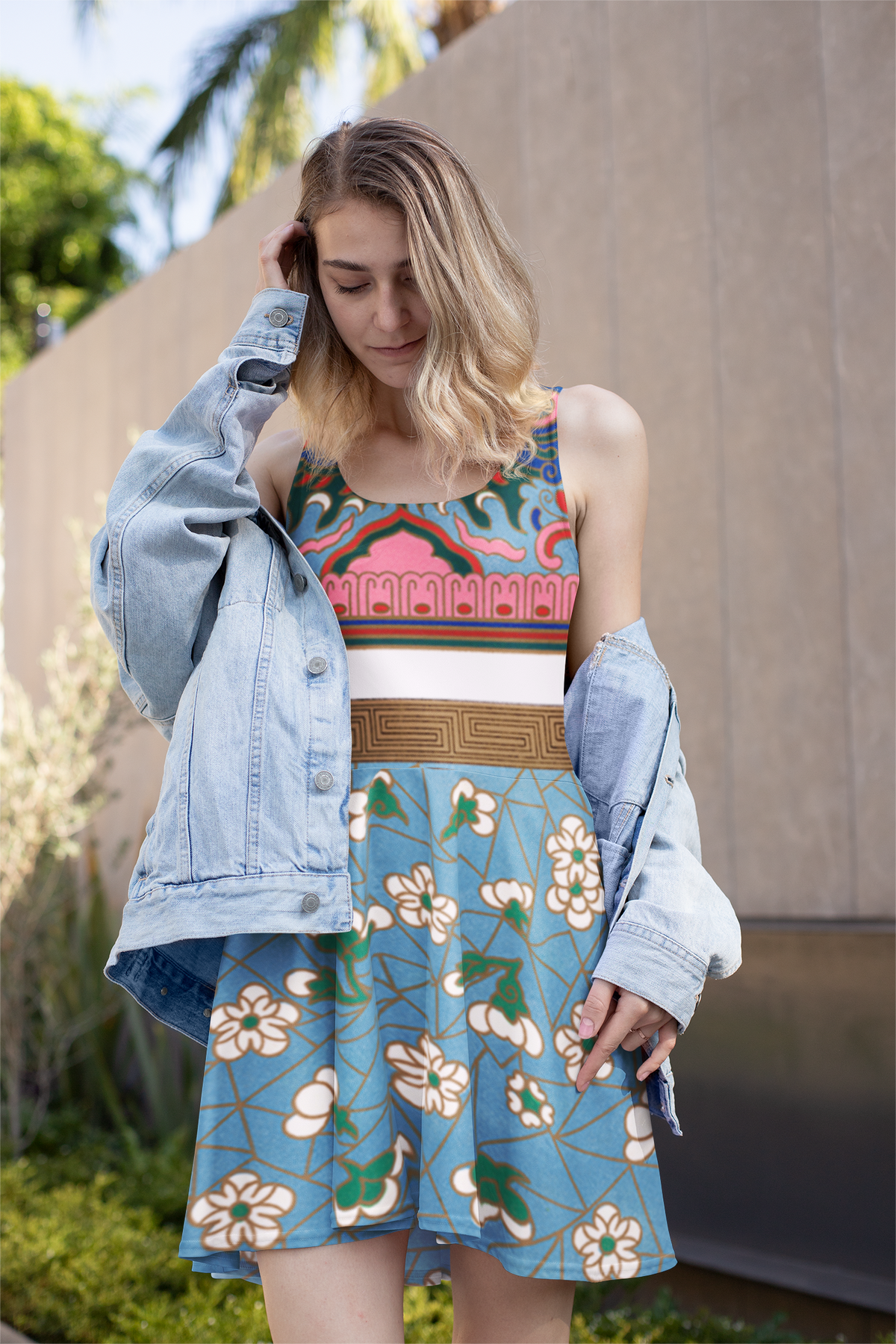 Art Nouveau Skater Dress with Vintage Art Print