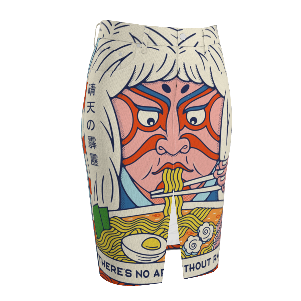 Denim Midi Skirt Kabuki Ramen