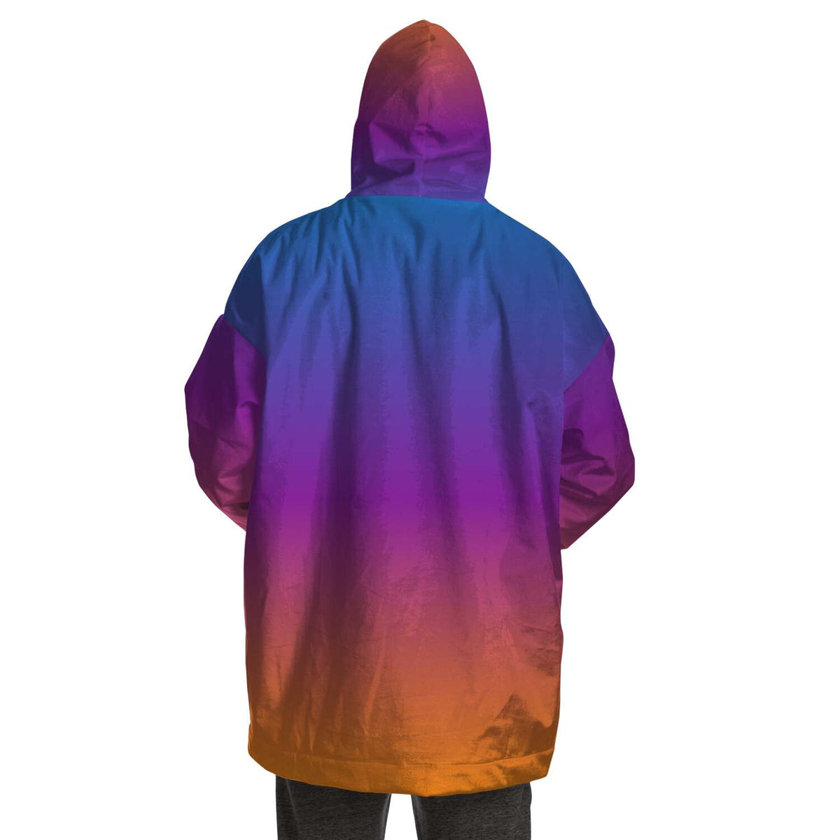 Oversized snug hoodie ombre fade, red and blue