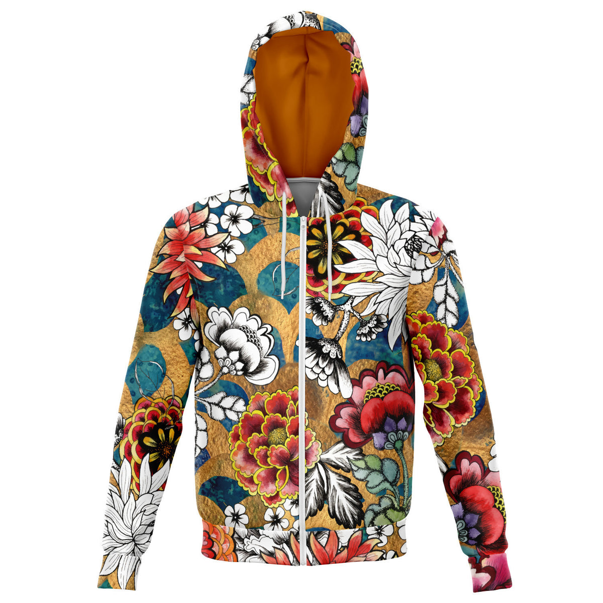 Zip Hoodie Golden Art Nouveau Print