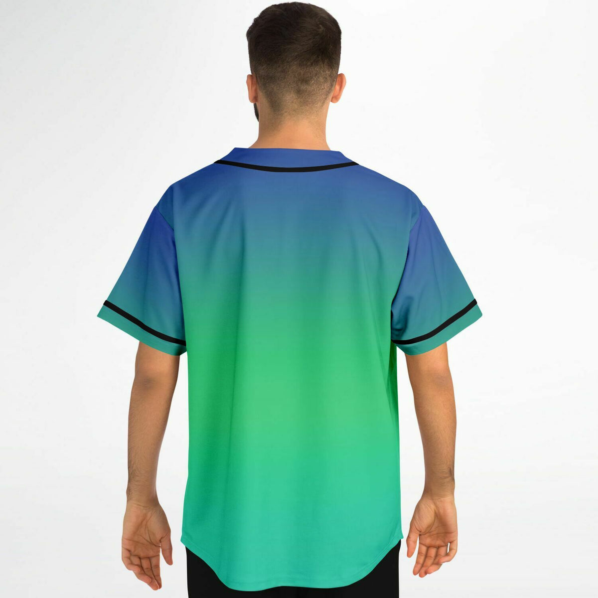 Baseball Jersey - blue green Ombre fade