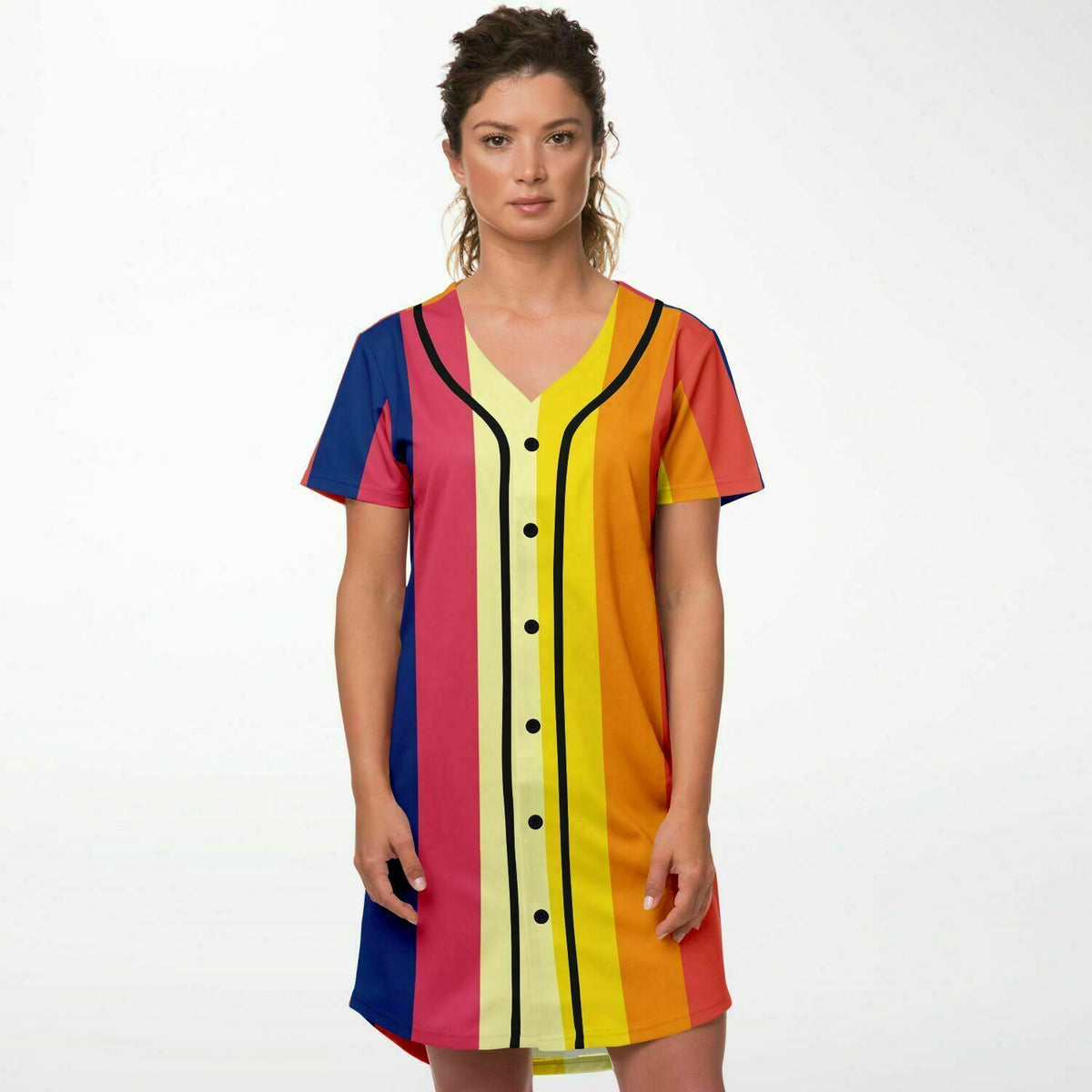 Baseball Jersey Dress Retro 70&#39;s stripe