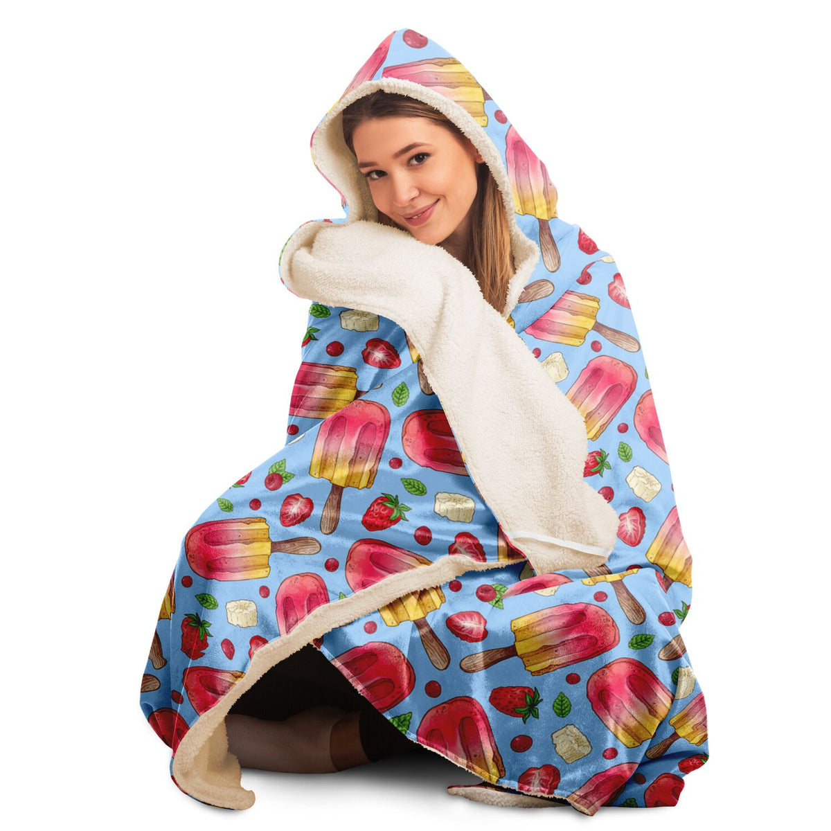 Hooded Blanket - Raspberry Ice cream