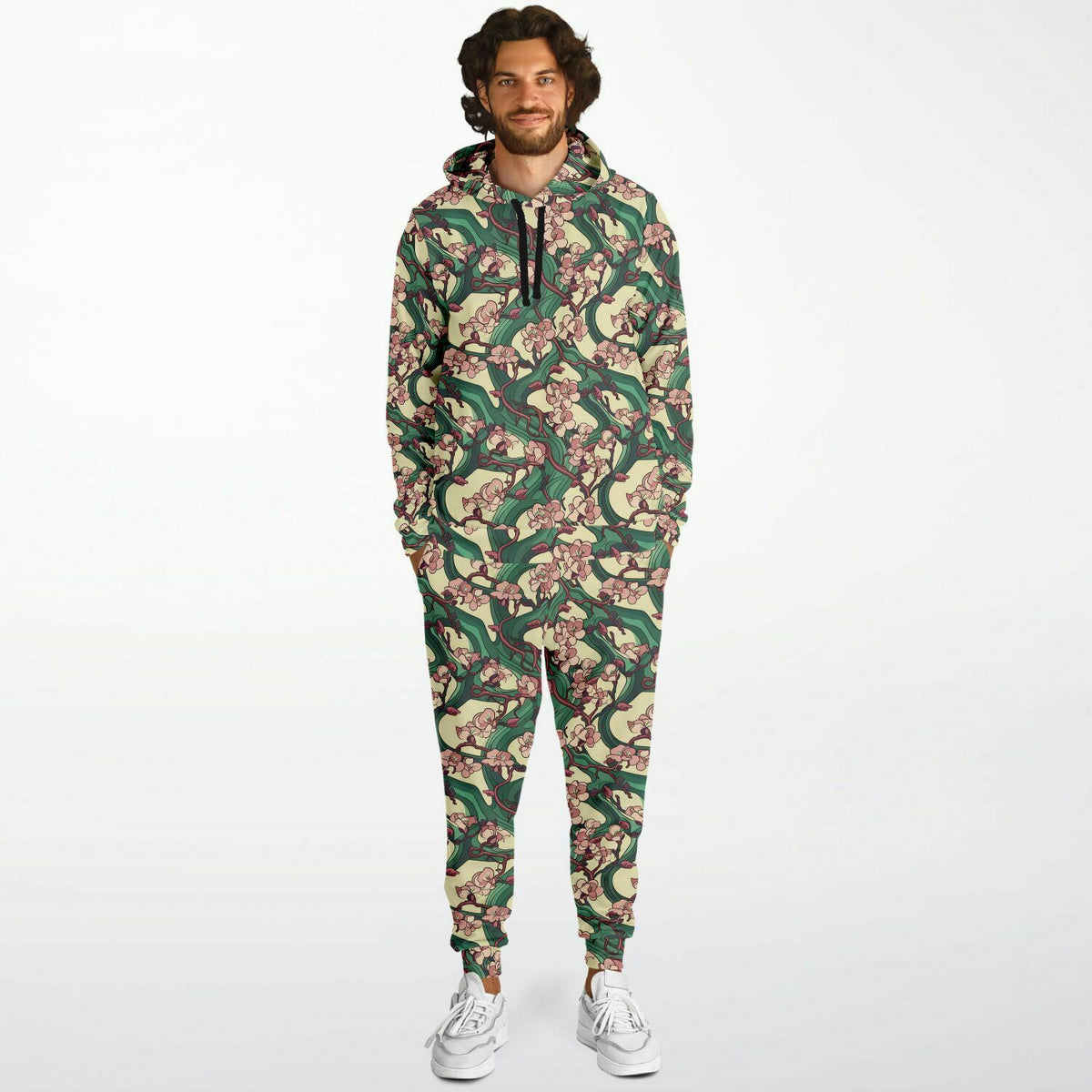 Sportlicher Hoodie und Jogger - Jugendstilblumen 