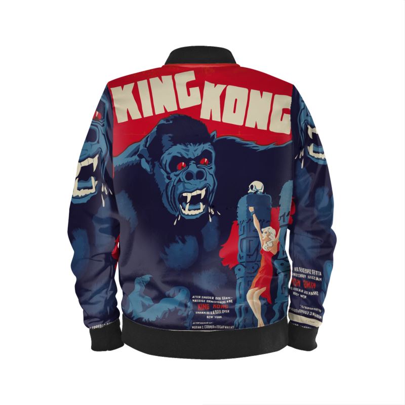 King Kong Retro Bomber Jacket (Museum Collection) en velours marbré, extérieur imperméable, jersey ou satin.