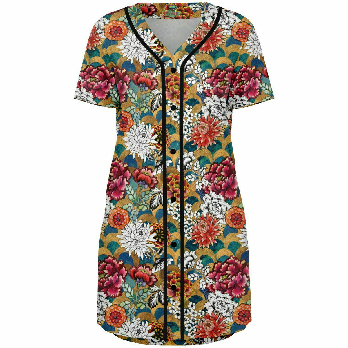 Baseball Jersey Dress Art Deco, Art Nouveau Floral Dress