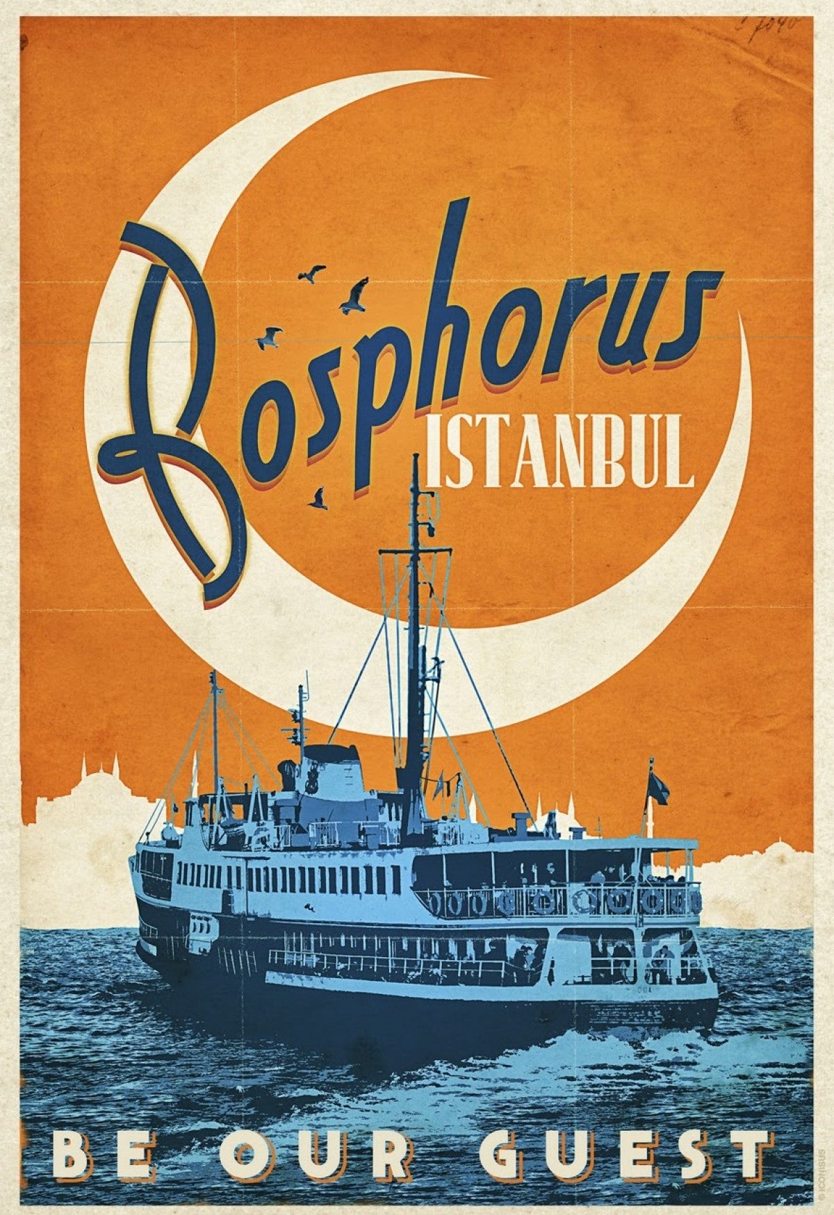 Bosporus Istanbul Vintage Reise Poster
