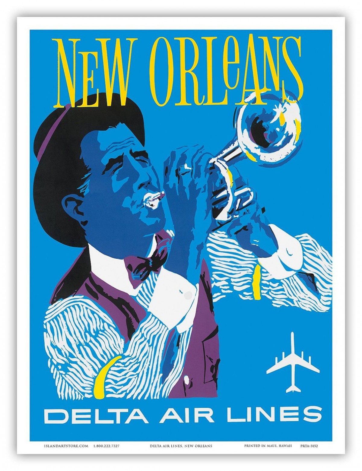 Vintage Reiseposter von Delta Air Lines, New Orleans, USA