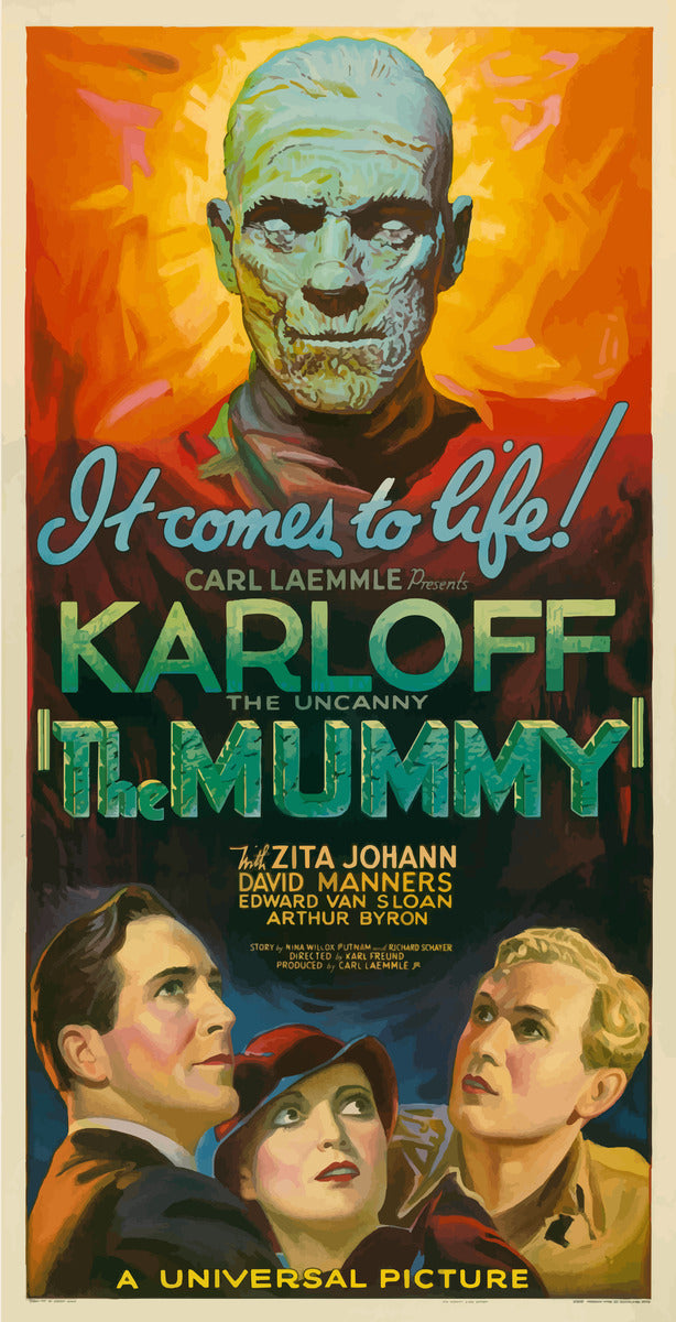 Retro Movie Poster , &quot;The Mummy&quot; 1932 poster feauturing Boris Karloff