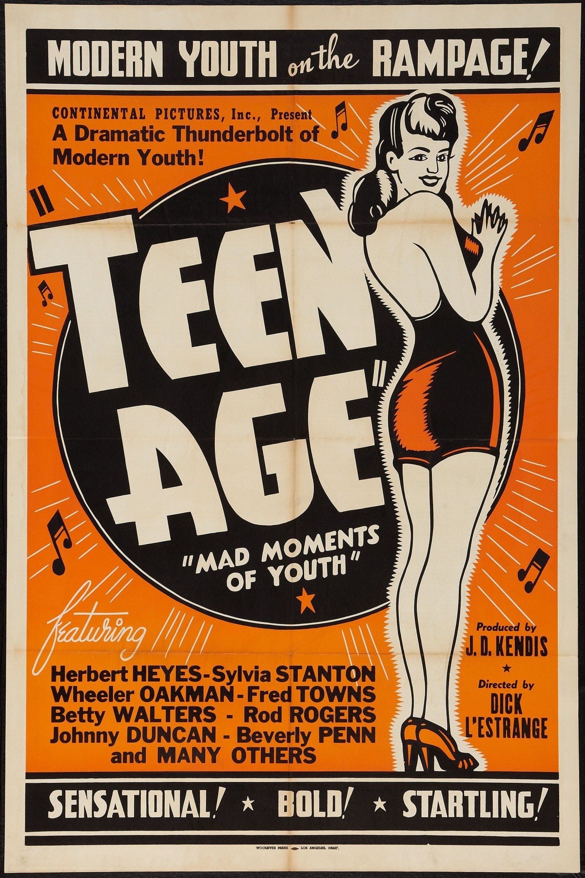 Jeunesse moderne sur le Rampage Teen Age Mad Moments of Youth Vintage Theatre Poster