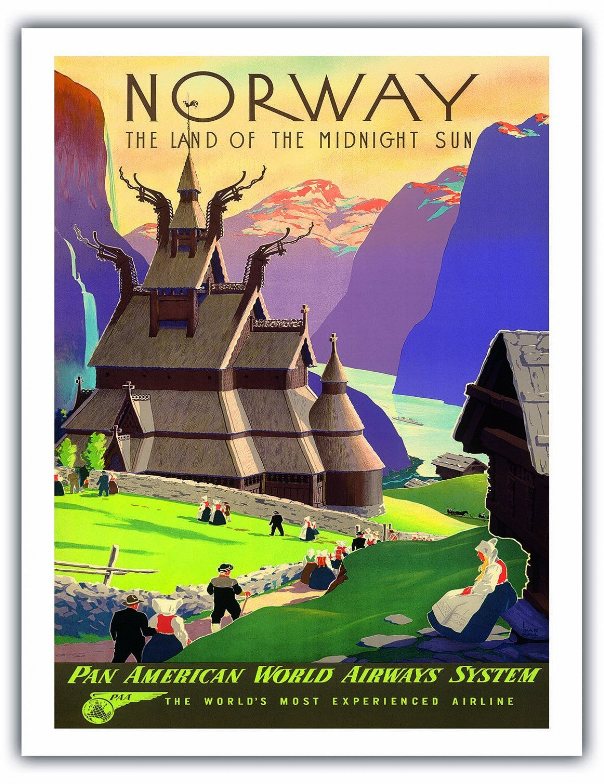 Affiche de voyage panaméricaine en Norvège