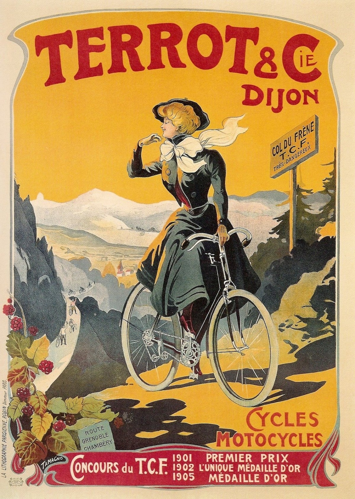 Ancienne affiche publicitaire de vélo français