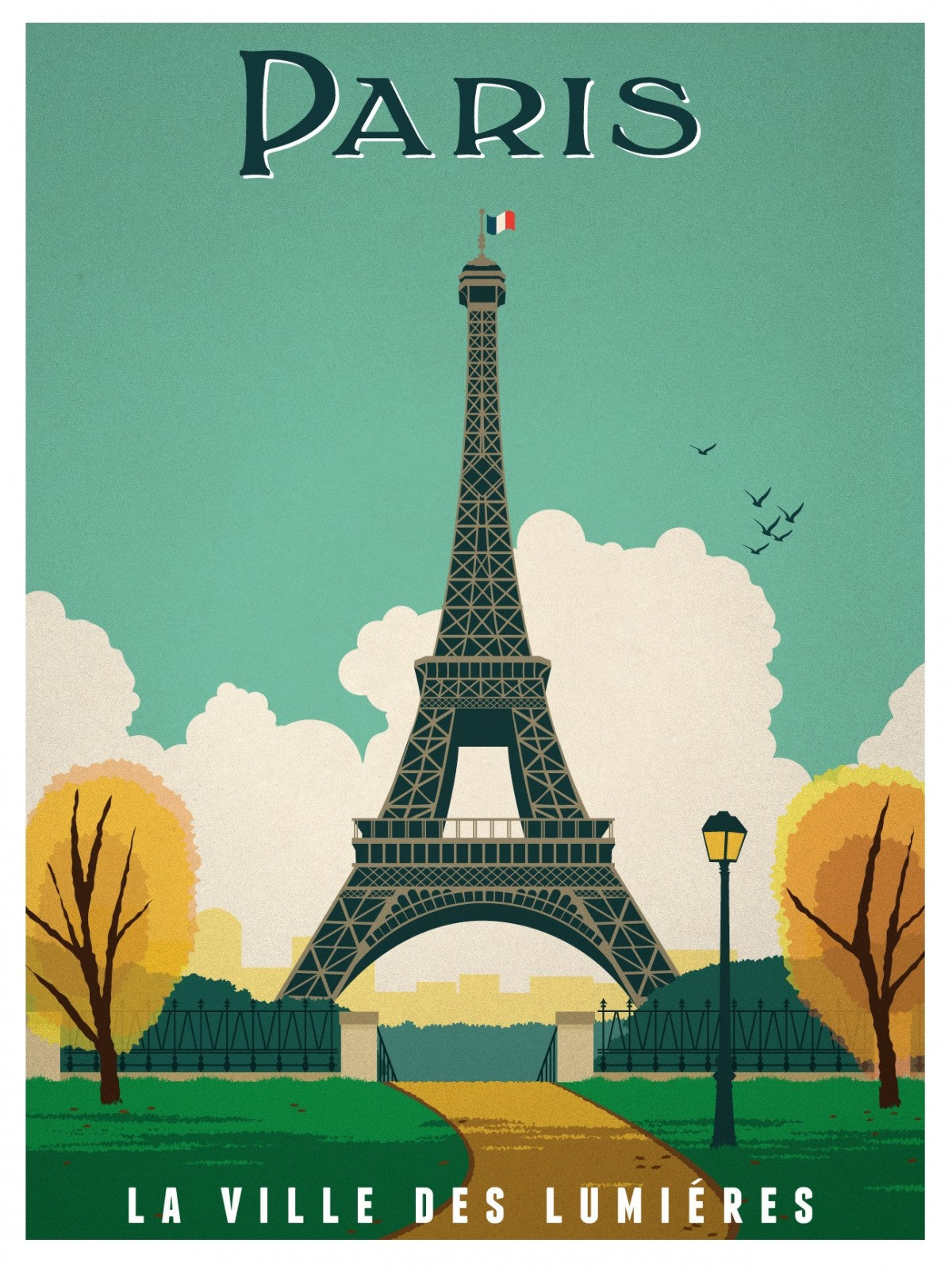 Affiche de voyage vintage Paris La Ville des Lumières