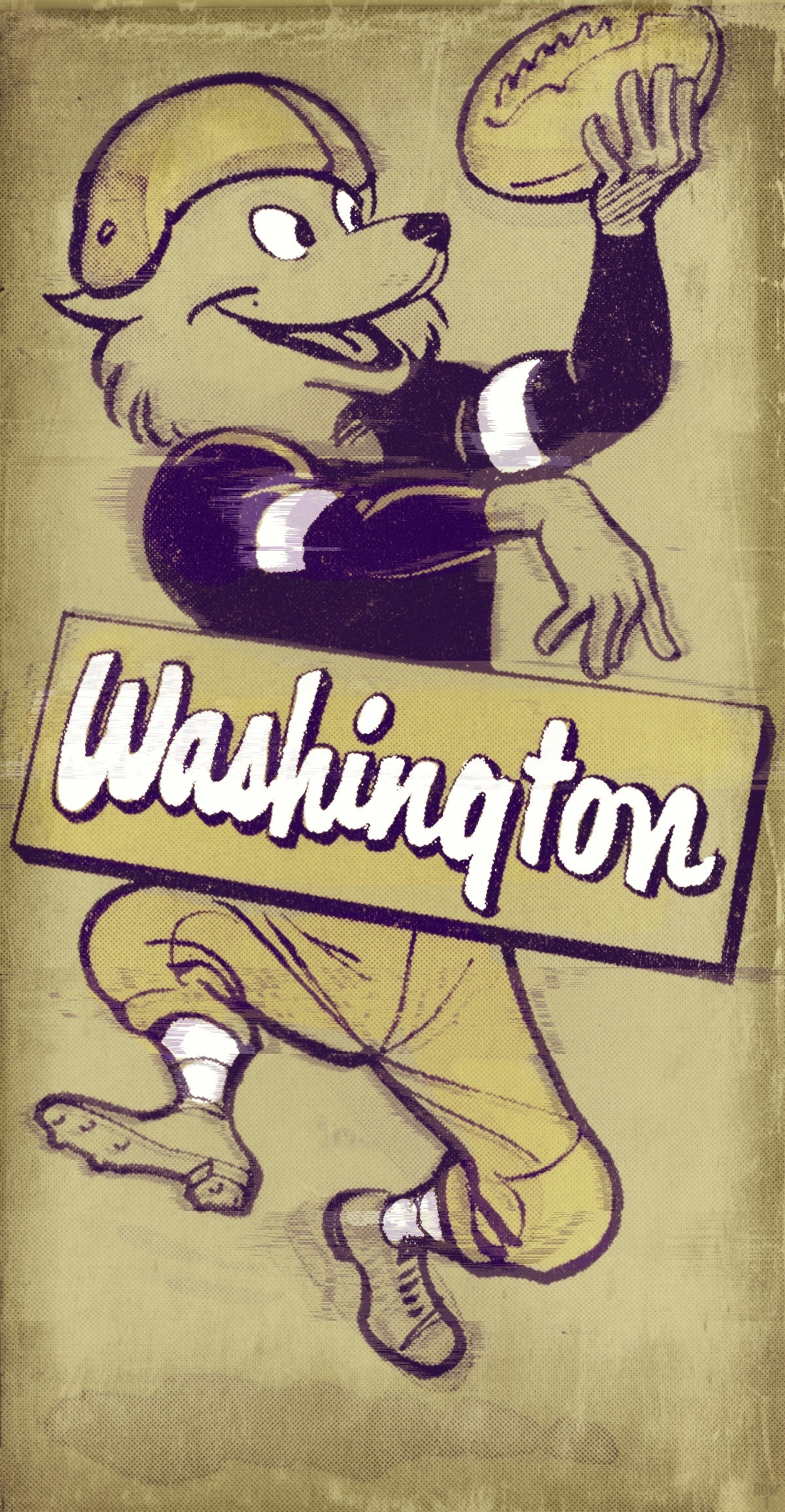 Washington Husky Football Cartoon Wall Art