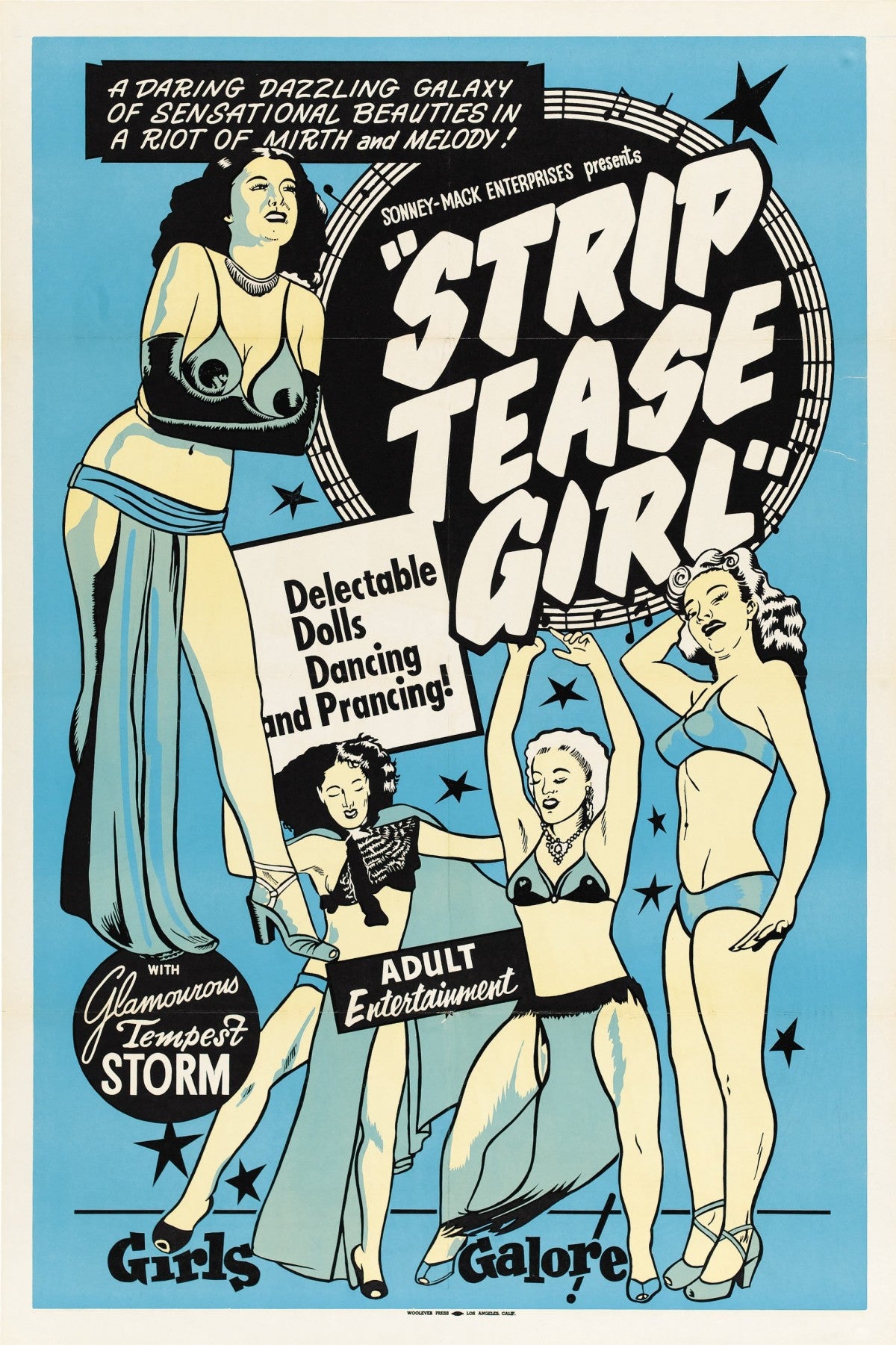 Strip Tease Girl Adult Entertainment Vintage Theater Poster