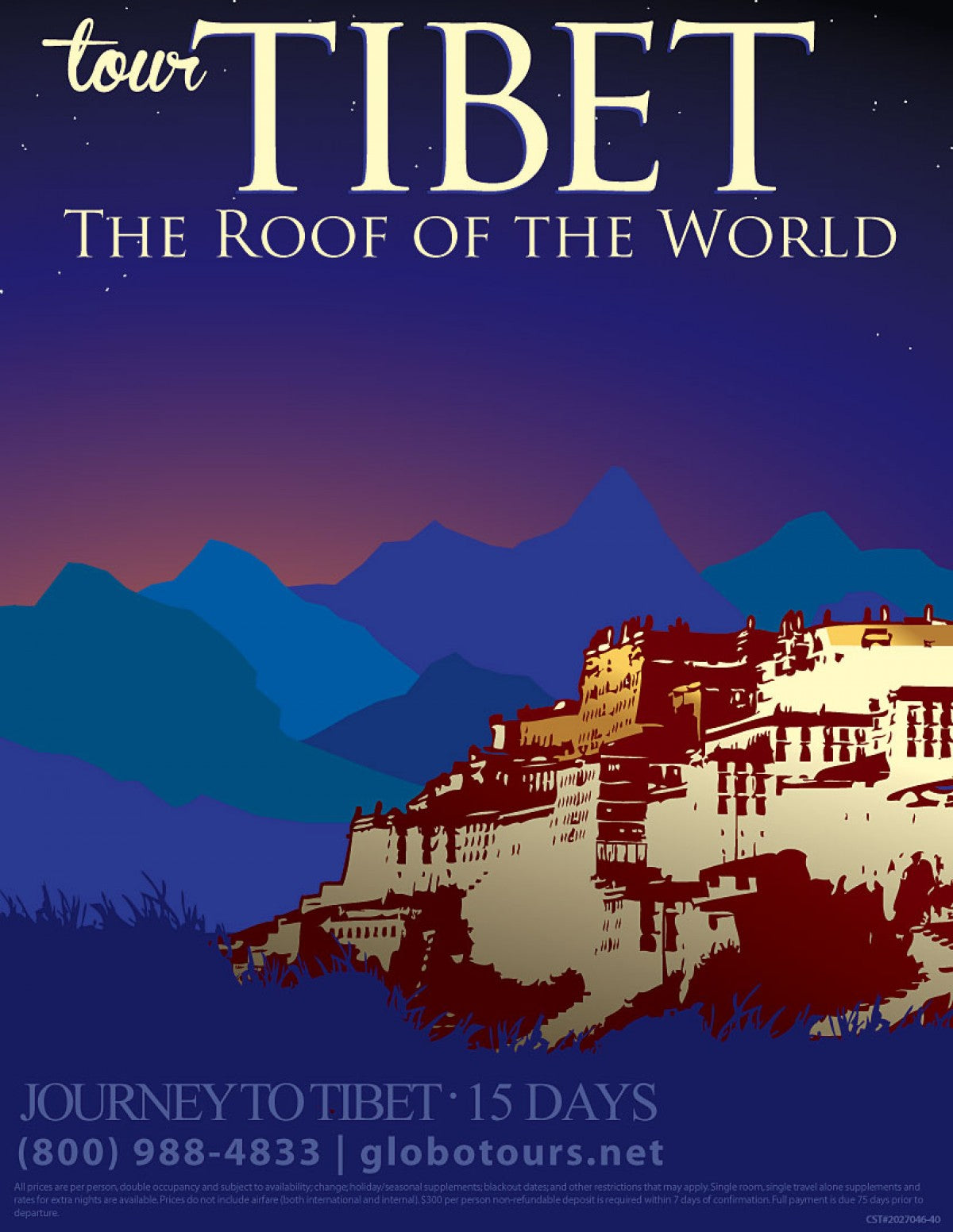 Tibet the roof of the world travel poster