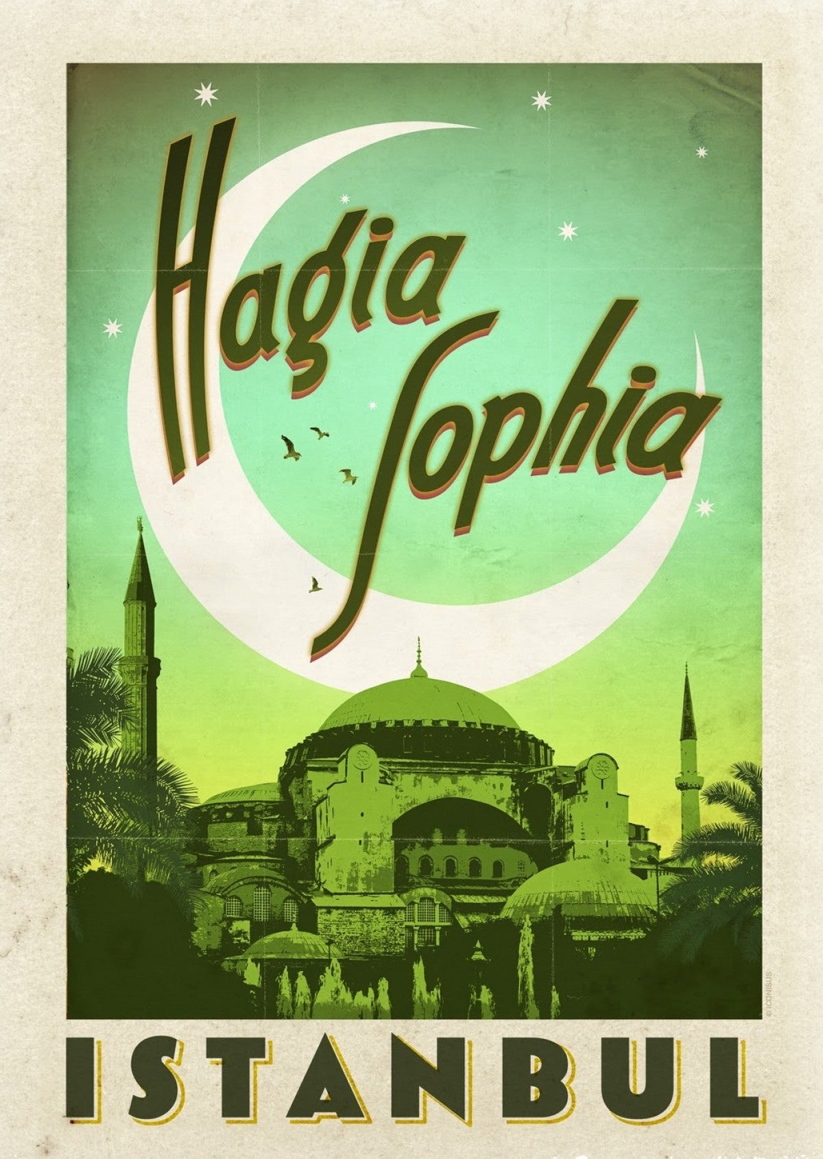 Turkey Hagia Sophia vintage travel poster