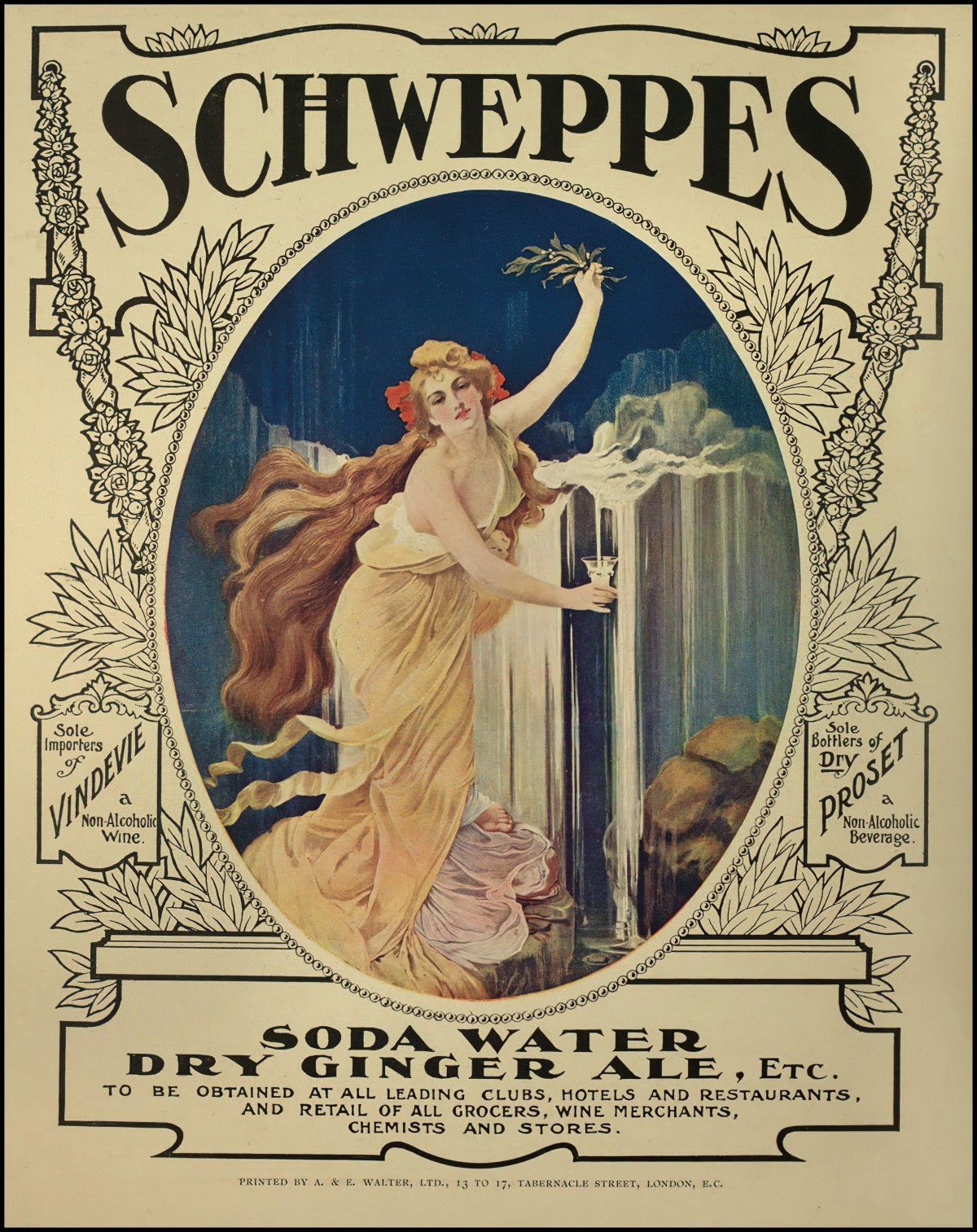 Jugendstildruck für Schweppes im Jahr 1908, erhältlich in Acryl, Leinwand und anderen