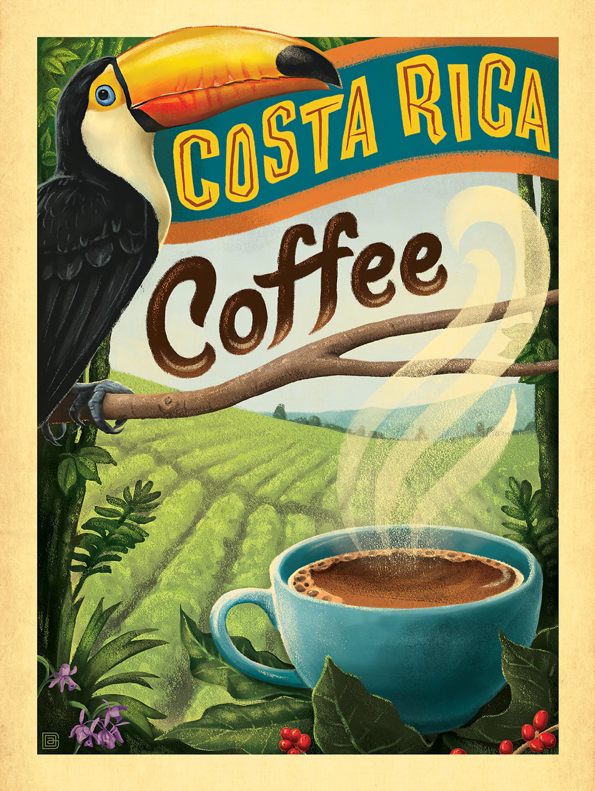 Costa Rica Kaffeeplakat