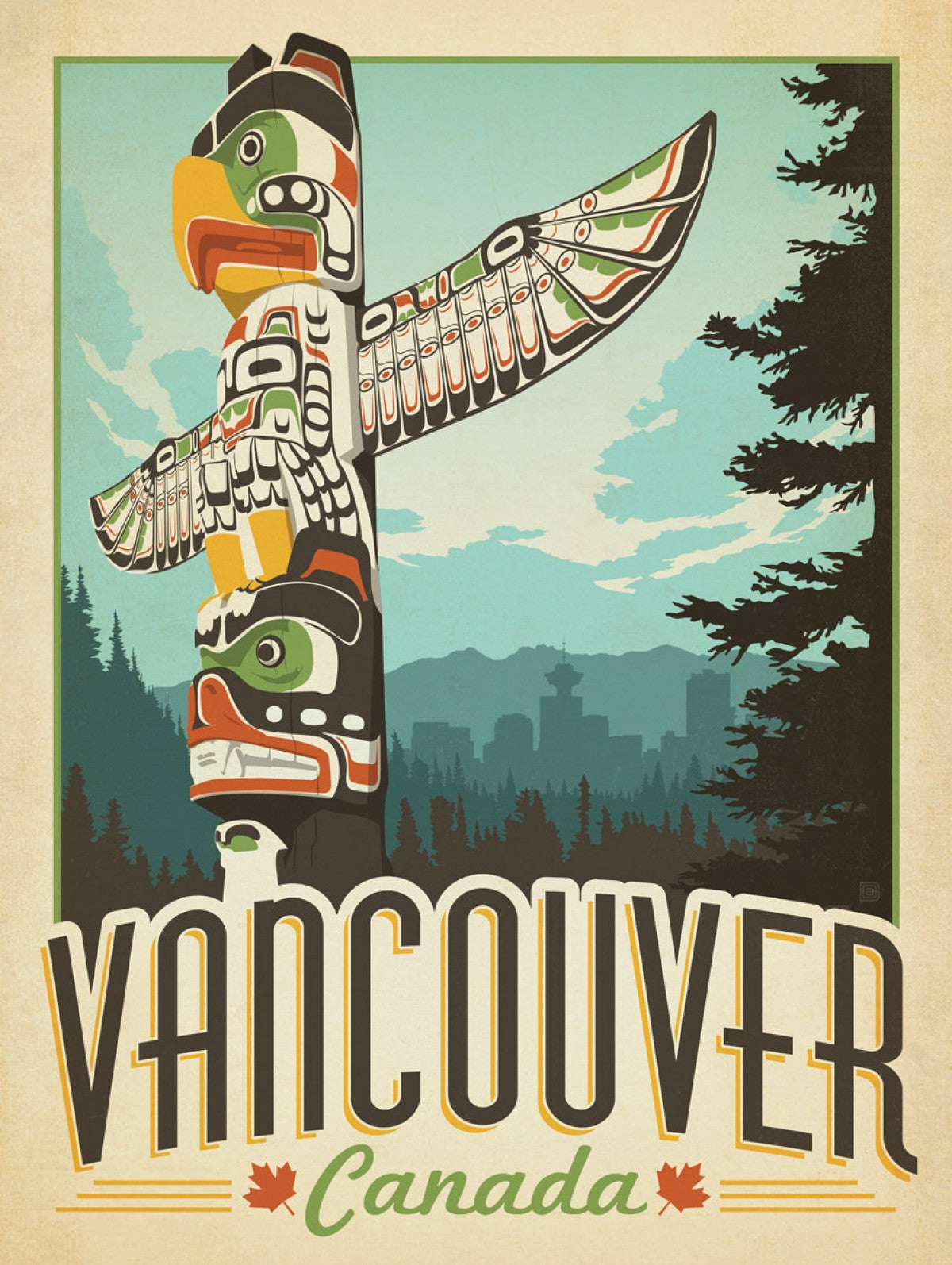 Affiche de voyage vintage de Vancouver Canada