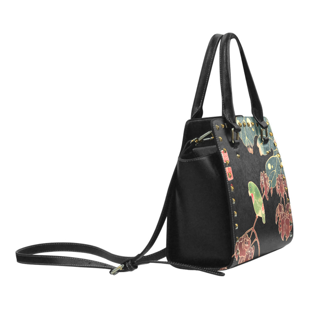 Vegan Leather Studded Handbag The Paroquet Rivet Shoulder Handbag