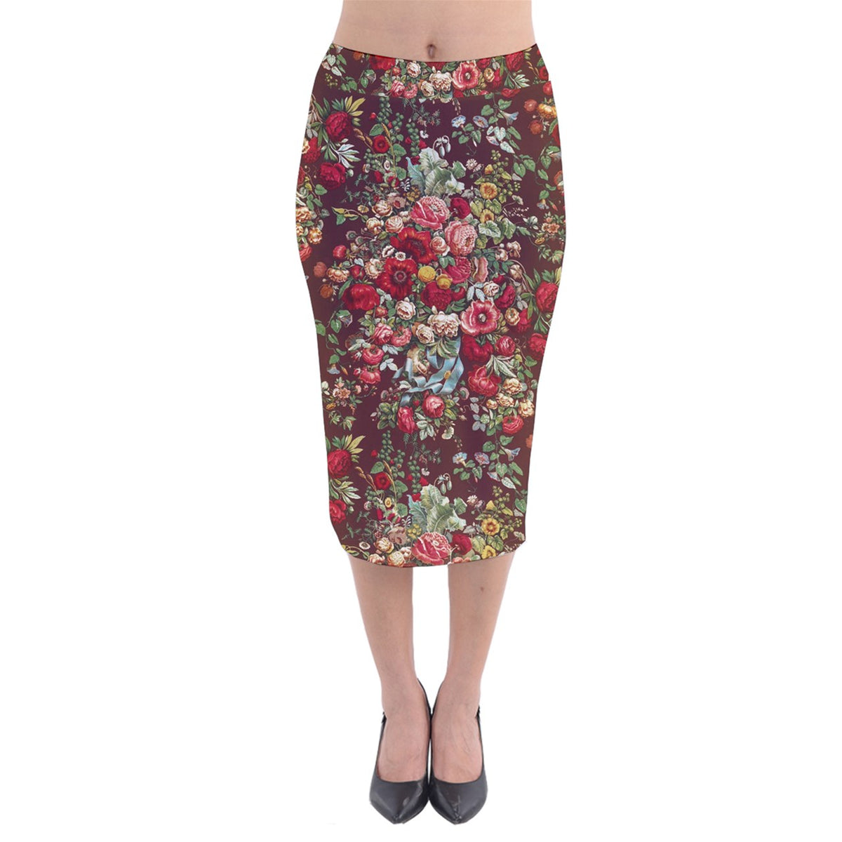 Midi-Bleistiftrock aus Samt