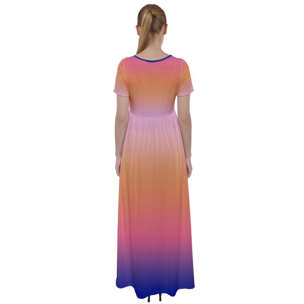 Sunset High Waist Short Sleeve Maxi Dress