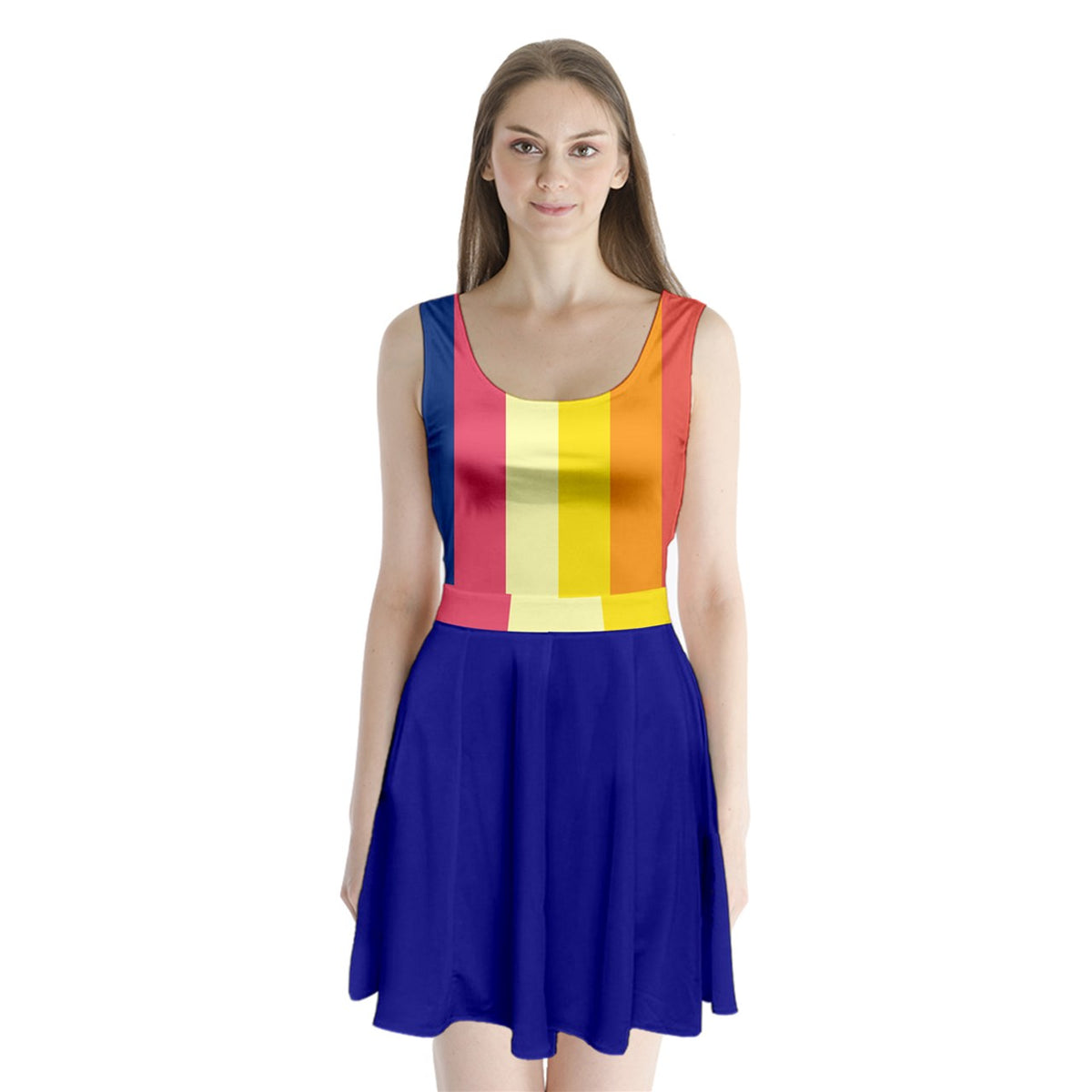 Retro Stripe Split Back Mini Dress