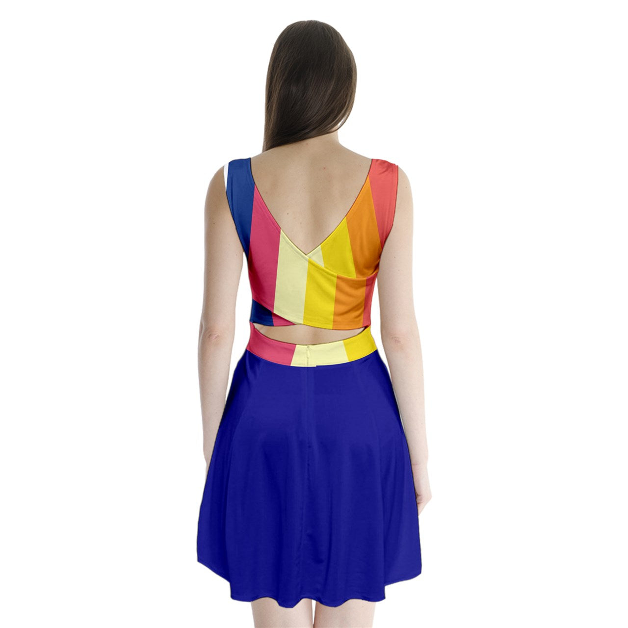 Retro Stripe Split Back Mini Dress