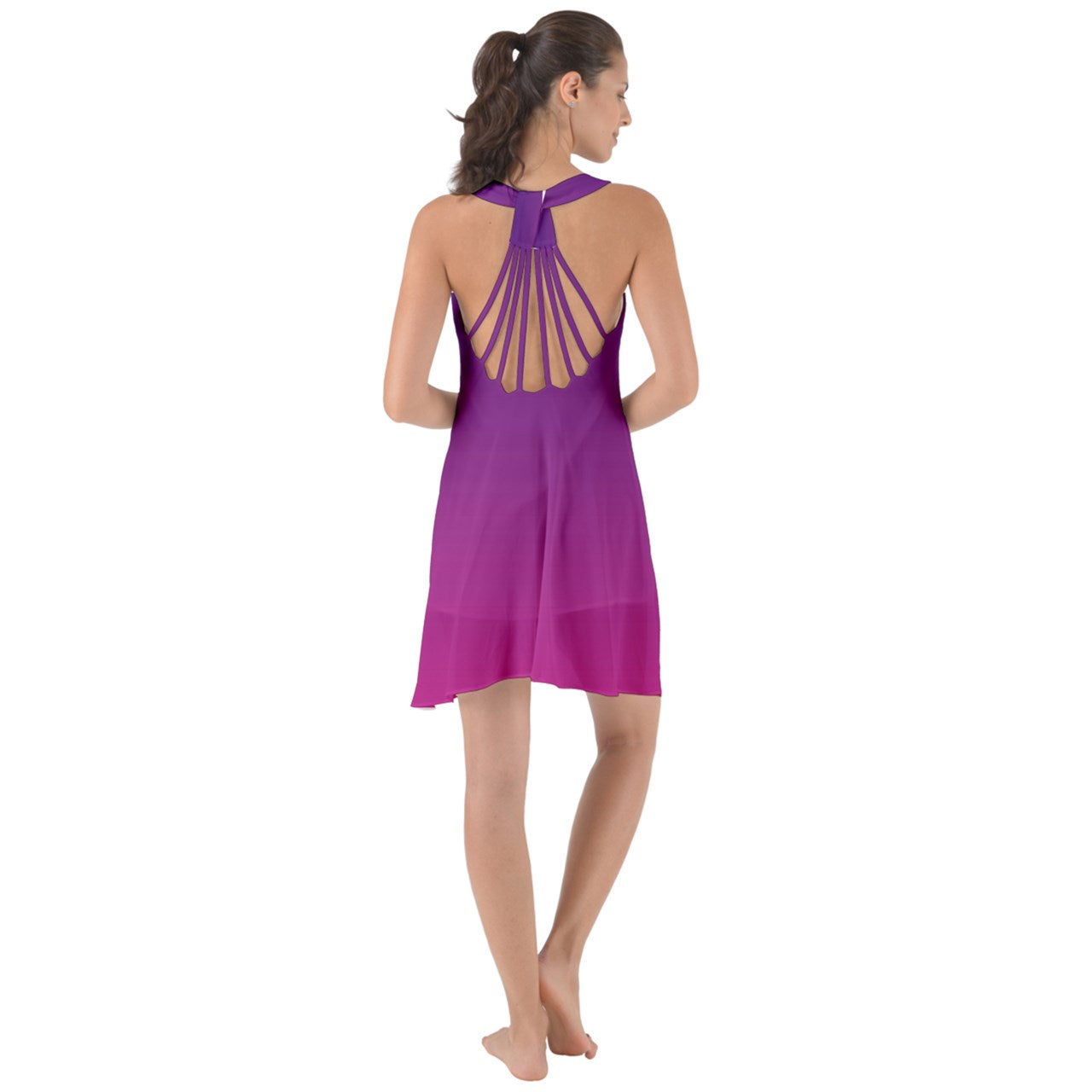 Purple Night Show Some Back Chiffon Dress