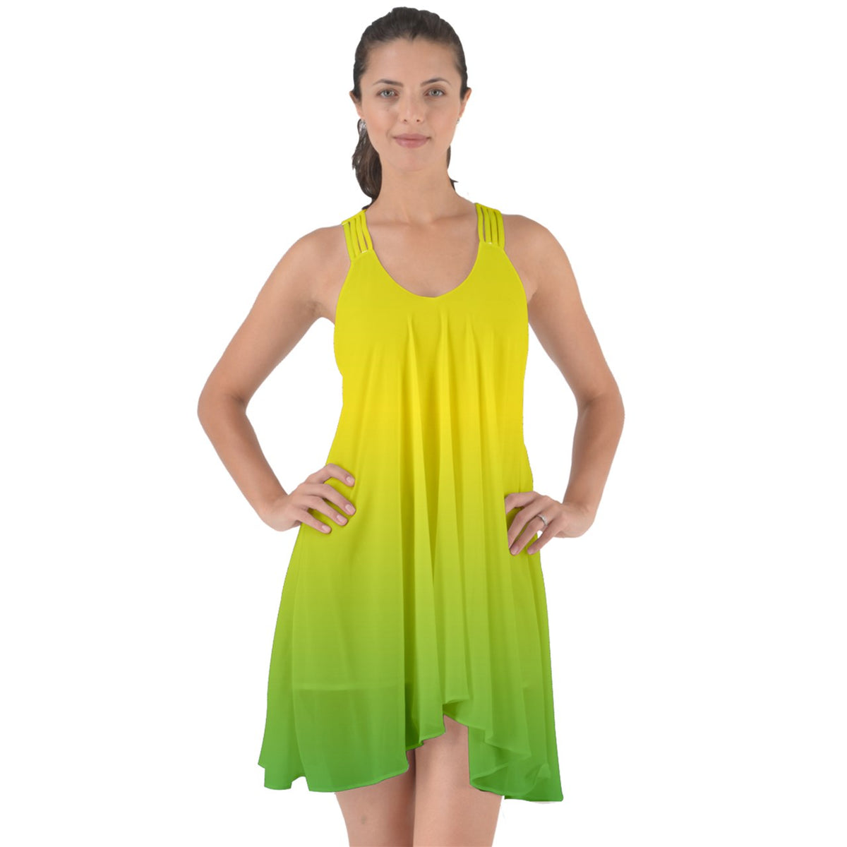 Show Some Back Chiffon Dress Lemon Lime Ombre