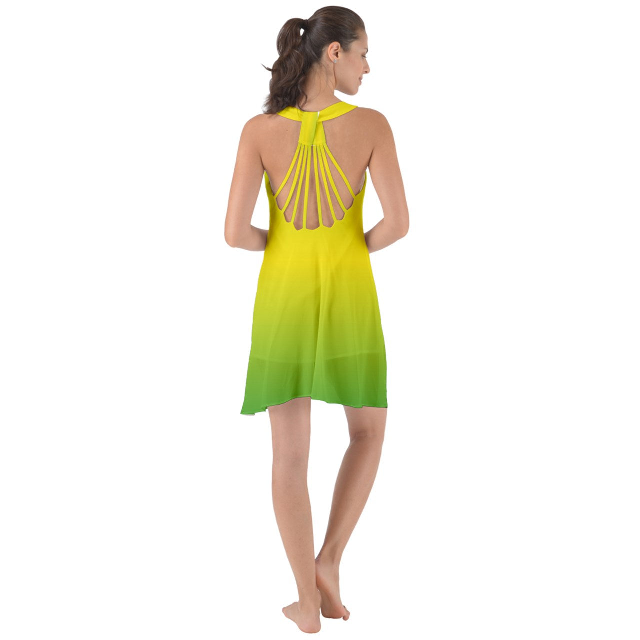 Show Some Back Chiffon Dress Lemon Lime Ombre