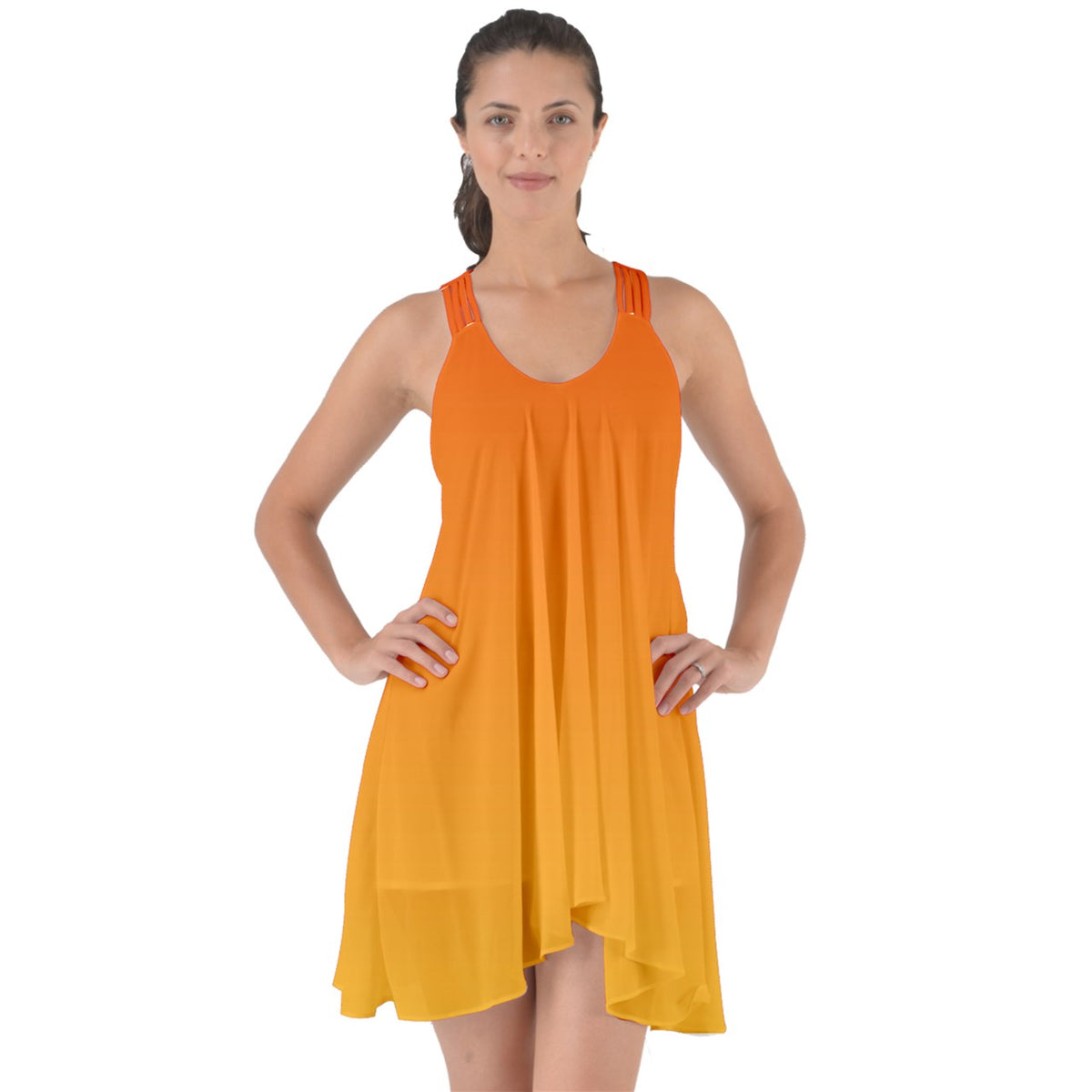 Show Some Back Chiffon Dress Tangerine Ombre